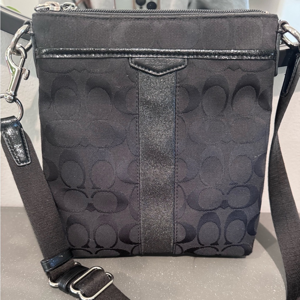 Coach Black Signature Jacquard Crossbody Messenger